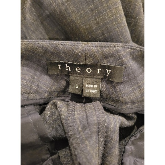 Theory Plaid Wool Blend Dress Pants Gray Trousers 10 - Picture 10 of 10